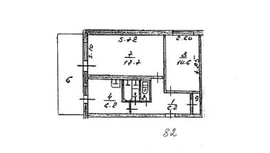 2 комнатная квартира 44,8 кв.м., кв. 82